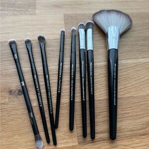 Sephora Black Makeup Brush Set with Silver Accents